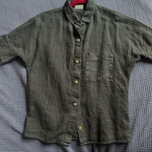 Women’s Black Linen Shirt - Marie (Portuguese) brand - size small